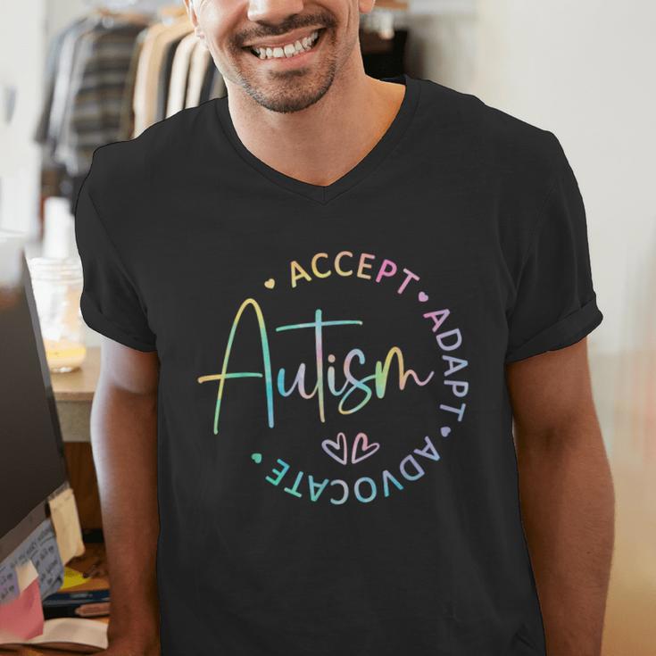 Autism Awareness Accept Adapt Advocate Autism Mom Teacher Men's V-Neck T-Shirt, funny gift
