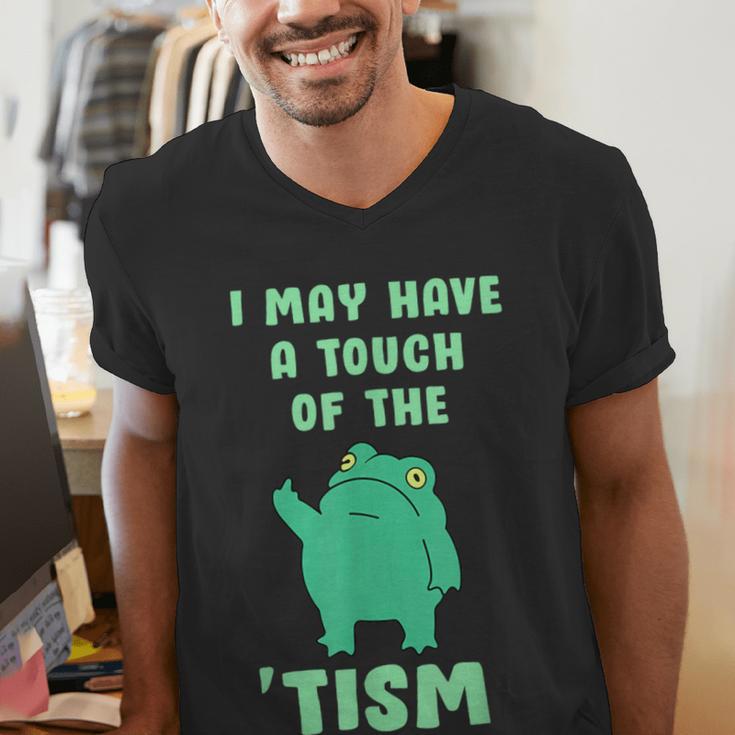 Autism Awareness Neurodiversity Teacher Frog I May Have A Touch Of The Tism Neurodivergent Small Men's V-Neck T-Shirt, funny gift Autism Awareness Neurodiversity Teacher Frog I May Have A Touch Of The Tism Neurodivergent Small Men's V-Neck T-Shirt, funny gift