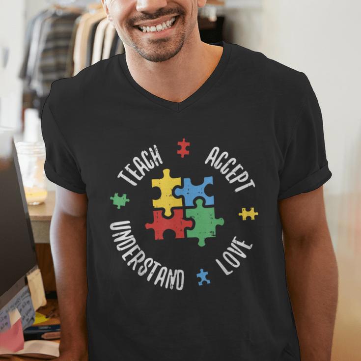 Autism Awareness Teacher Shirt Teach Accept Understand Love Men's V-Neck T-Shirt, funny gift Autism Awareness Teacher Shirt Teach Accept Understand Love Men's V-Neck T-Shirt, funny gift