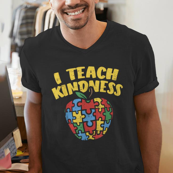 Autism Teacher Shirt I Teach Kindness Apple Puzzle Awareness Men's V-Neck T-Shirt, funny gift Autism Teacher Shirt I Teach Kindness Apple Puzzle Awareness Men's V-Neck T-Shirt, funny gift