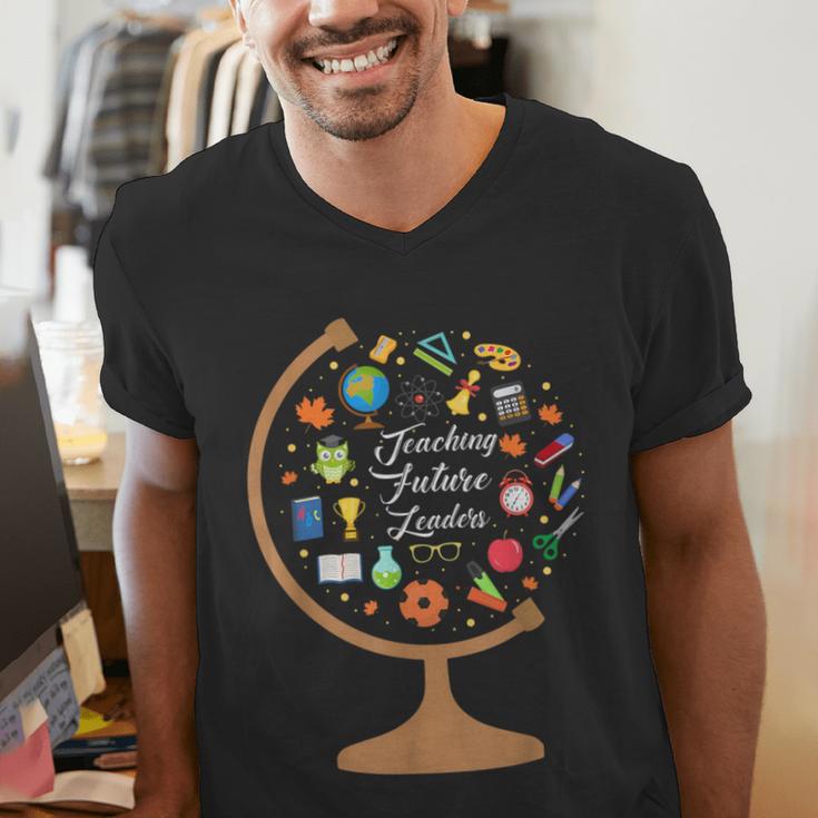 Awesome Teachers T Shirt Teaching Future Leaders Globe For Men Women Men's V-Neck T-Shirt, funny gift