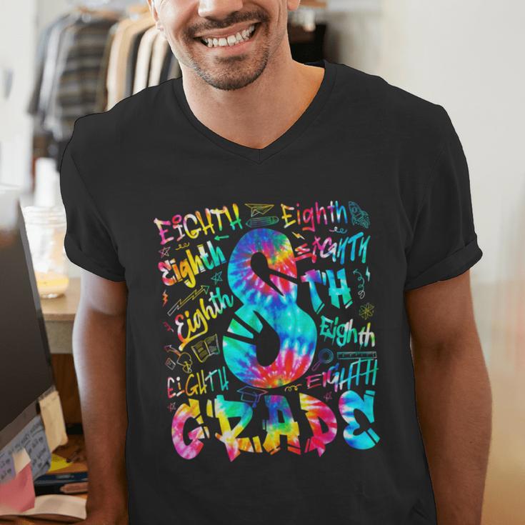Back To School Eighth 8th Grade Tie Dye Typography Teacher Men's V-Neck T-Shirt, funny gift Back To School Eighth 8th Grade Tie Dye Typography Teacher Men's V-Neck T-Shirt, funny gift