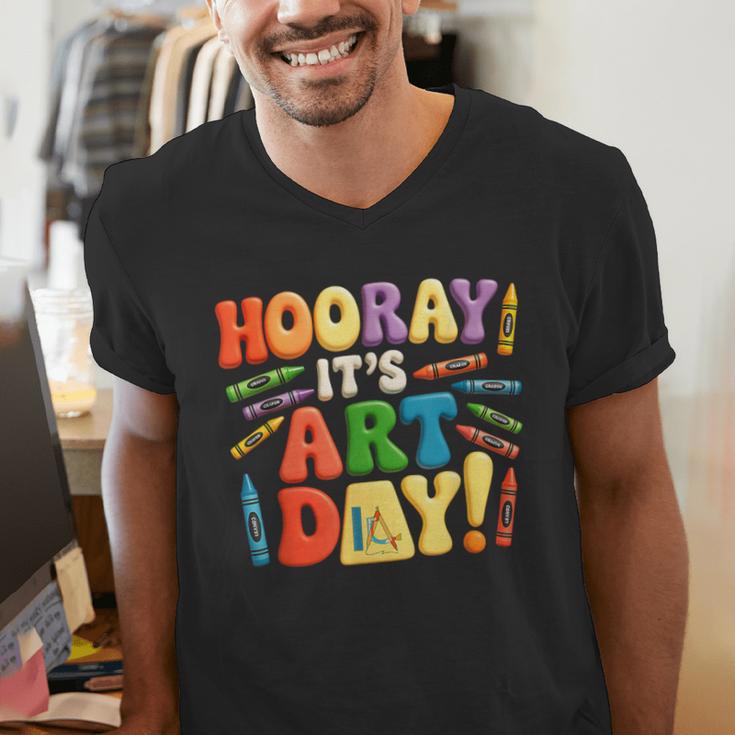 Back To School Hooray It's Art Day Art Teacher Artist Men's V-Neck T-Shirt, funny gift Back To School Hooray It's Art Day Art Teacher Artist Men's V-Neck T-Shirt, funny gift