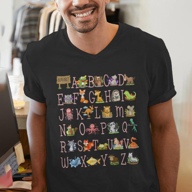 Back To School Kindergarten Teacher ABCs Animals Alphabet Men's V-Neck T-Shirt, funny gift