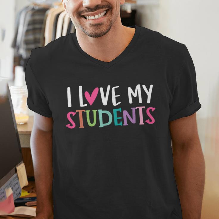 Back To School I Love My Students Teachers Women Boys Girls Men's V-Neck T-Shirt, funny gift