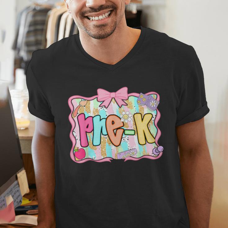 Back To School Pre-K Preppy Teacher Girl Men's V-Neck T-Shirt, funny gift