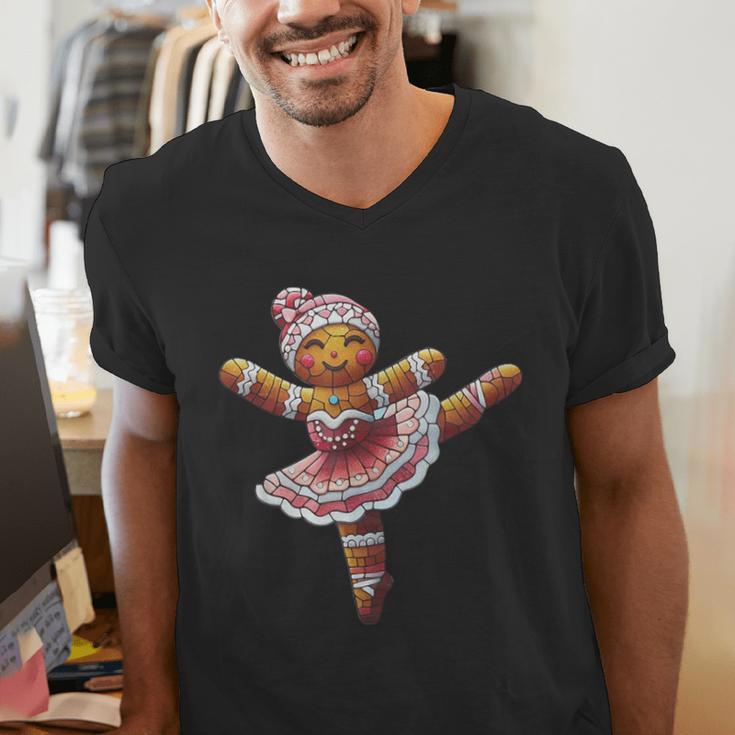 Ballet Dancer Gingerbread Christmas Dance Teacher Girl Women Men's V-Neck T-Shirt, funny gift Ballet Dancer Gingerbread Christmas Dance Teacher Girl Women Men's V-Neck T-Shirt, funny gift