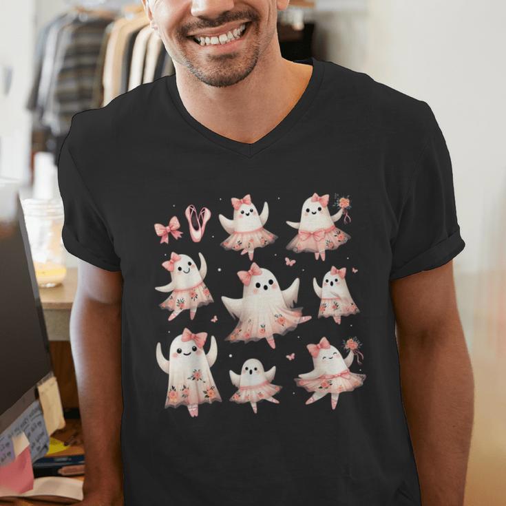 Ballet Ghost Ballet Dancer Spooky Dance Teacher Halloween Men's V-Neck T-Shirt, funny gift Ballet Ghost Ballet Dancer Spooky Dance Teacher Halloween Men's V-Neck T-Shirt, funny gift