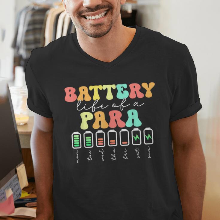 Battery Life Of A Para SPED Parapro Teacher Squad Men's V-Neck T-Shirt, funny gift Battery Life Of A Para SPED Parapro Teacher Squad Men's V-Neck T-Shirt, funny gift