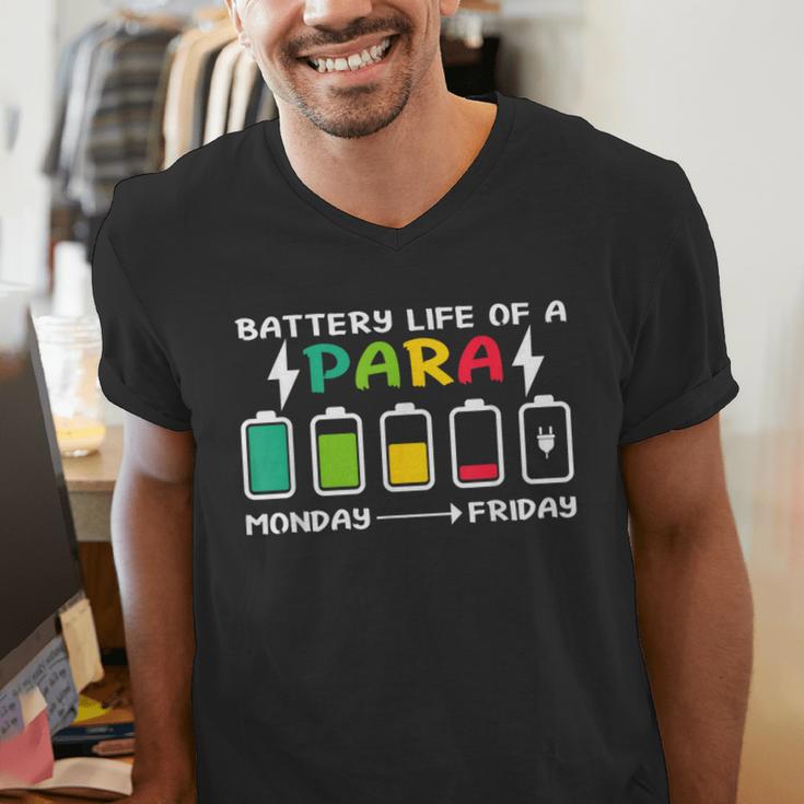 Battery Life Of a Paraprofessional Para Teacher Life Men's V-Neck T-Shirt, funny gift Battery Life Of a Paraprofessional Para Teacher Life Men's V-Neck T-Shirt, funny gift