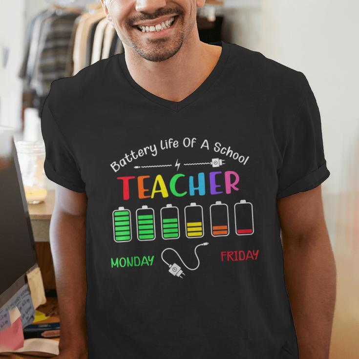 Battery Life Of A School Teacher Monday To Friday For Men Women Men's V-Neck T-Shirt, funny gift Battery Life Of A School Teacher Monday To Friday For Men Women Men's V-Neck T-Shirt, funny gift
