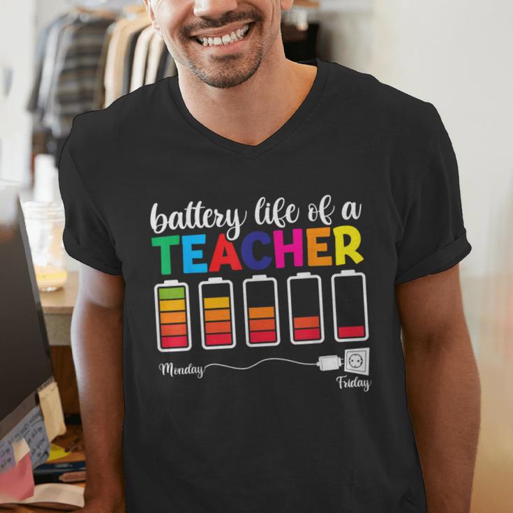 Battery Life Of a Teacher Shirt Thanksgiving Teacher Men's V-Neck T-Shirt, funny gift