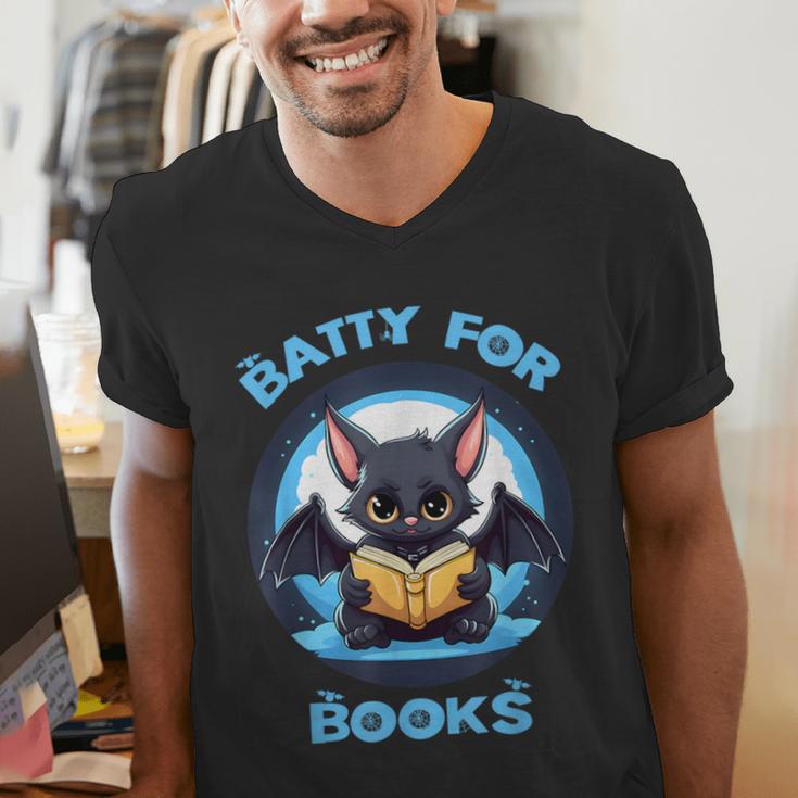 Batty About Books Lover Teacher Librarian Bookish Halloween For Men Women Kids Men's V-Neck T-Shirt, funny gift Batty About Books Lover Teacher Librarian Bookish Halloween For Men Women Kids Men's V-Neck T-Shirt, funny gift