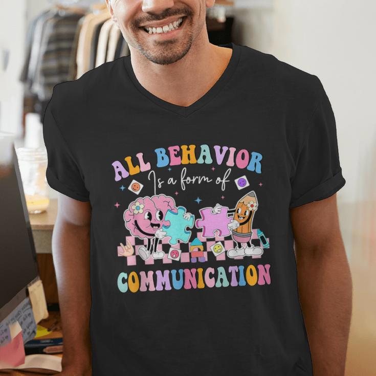 All Behavior Is A Form Of Communication SPED Teacher Autism Men's V-Neck T-Shirt, funny gift All Behavior Is A Form Of Communication SPED Teacher Autism Men's V-Neck T-Shirt, funny gift