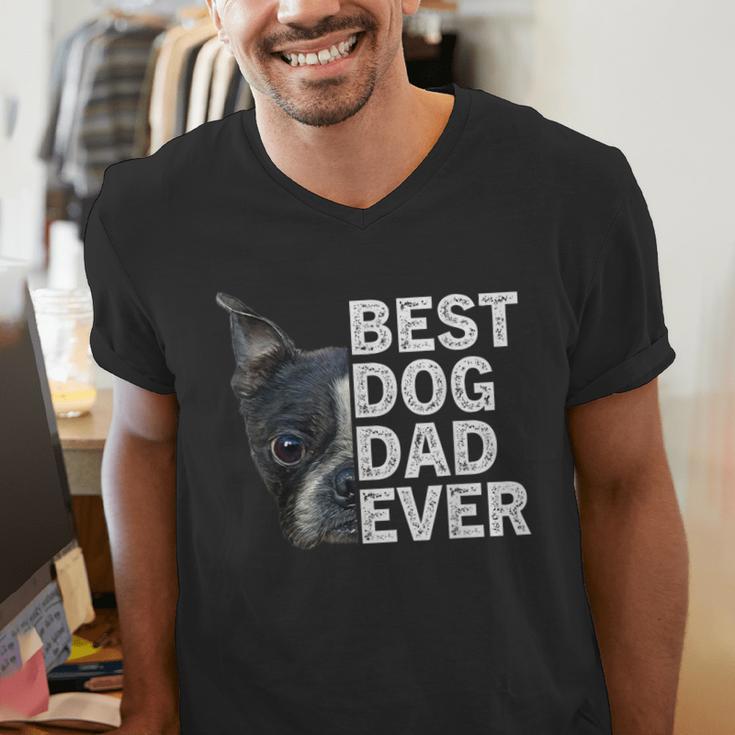 Best Dog Dad Ever Boston Terrier Dog Lover For Dad Men Women Girls Kids Men's V-Neck T-Shirt, Boston Terrier Dad Shirts, funny gift