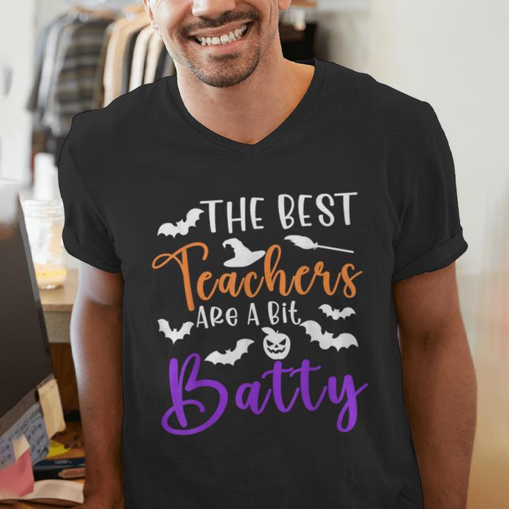 The Best Teachers Are A Bit Batty Teacher Bat Halloween Men's V-Neck T-Shirt, funny gift The Best Teachers Are A Bit Batty Teacher Bat Halloween Men's V-Neck T-Shirt, funny gift