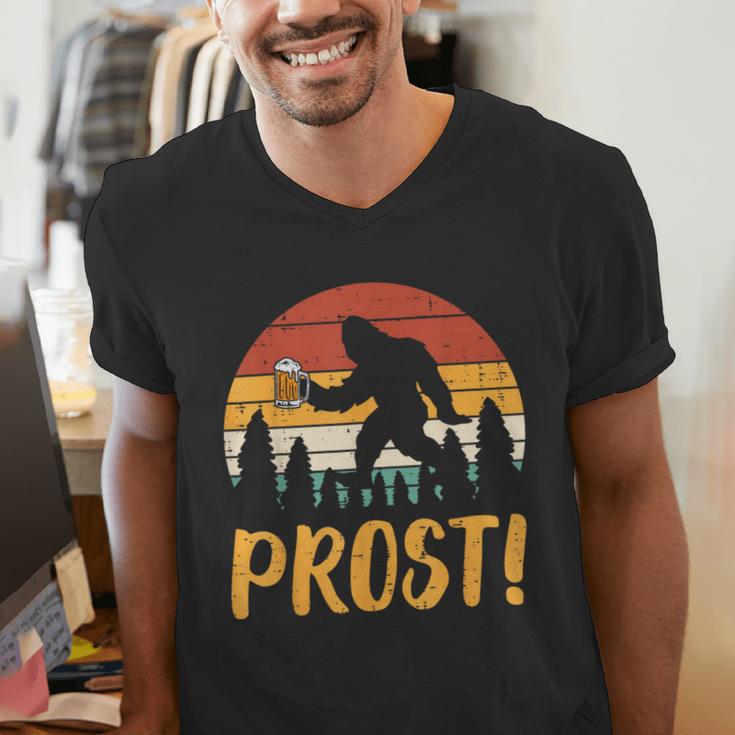 Bigfoot Sasquatch Prost Retro Bavarian Oktoberfest Men Women Men's V-Neck T-Shirt, funny gift