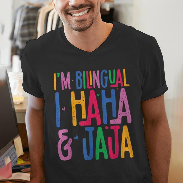 I Am Bilingual I Haha And Jaja Latina Latino Spanish Teacher Men's V-Neck T-Shirt, funny gift