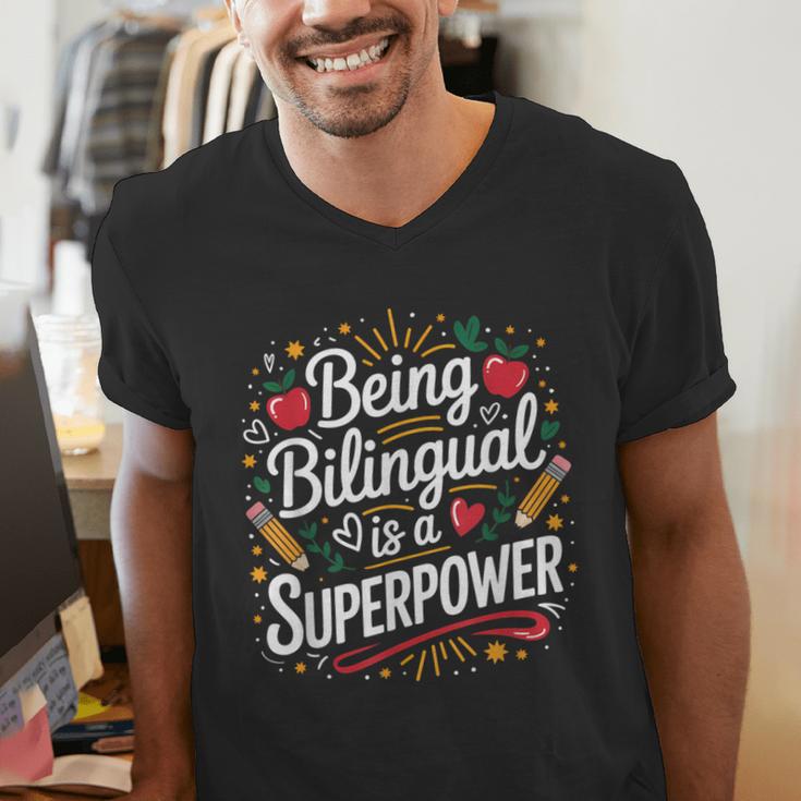 Being Bilingual Is A Superpower ESL Teacher School Men's V-Neck T-Shirt, Esl Teacher Shirts, funny gift Being Bilingual Is A Superpower ESL Teacher School Men's V-Neck T-Shirt, Esl Teacher Shirts, funny gift