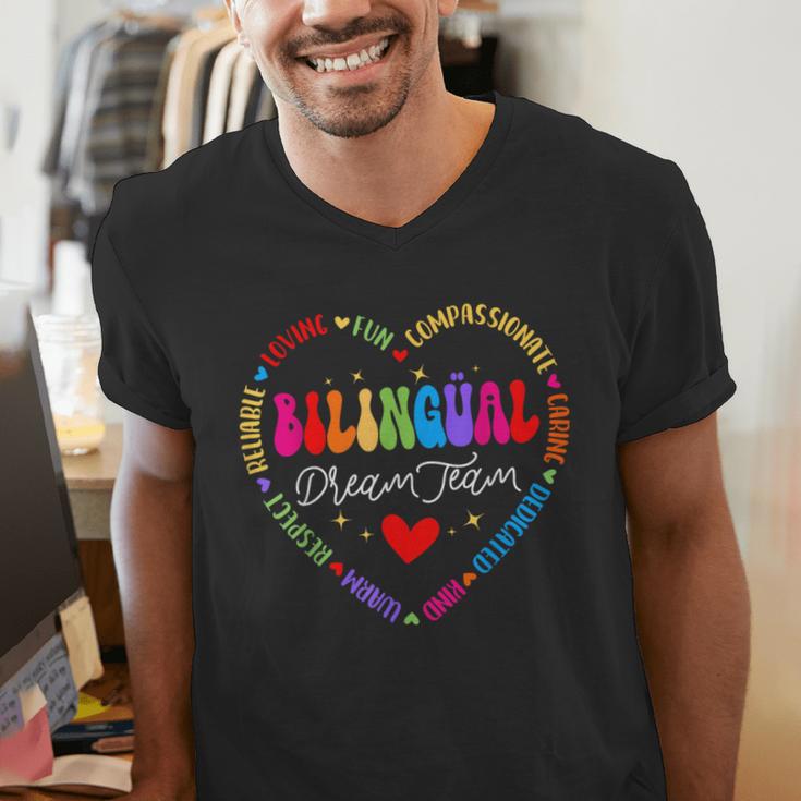 Bilingues Dream Team Dual Language Bilingual Crew Teacher Men's V-Neck T-Shirt, funny gift Bilingues Dream Team Dual Language Bilingual Crew Teacher Men's V-Neck T-Shirt, funny gift