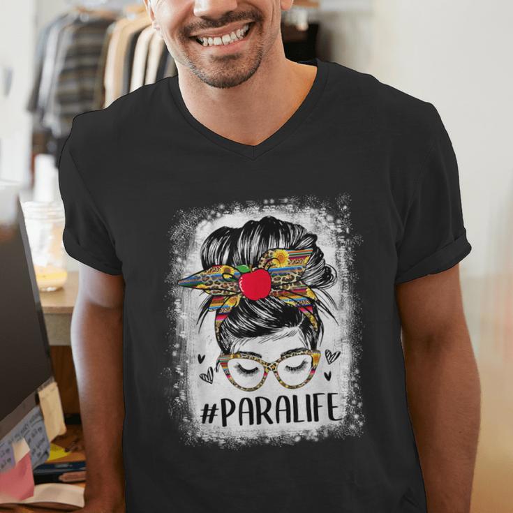 Bleached Teacher Para Life Paraprofessional Cute Messy Bun For Men Women Girls Kids Men's V-Neck T-Shirt, funny gift Bleached Teacher Para Life Paraprofessional Cute Messy Bun For Men Women Girls Kids Men's V-Neck T-Shirt, funny gift