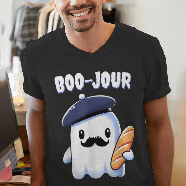 Boo Jour Ghost French Teacher Vintage Teacherlife Groovy Men's V-Neck T-Shirt, Groovy Teacher Shirts, funny gift Boo Jour Ghost French Teacher Vintage Teacherlife Groovy Men's V-Neck T-Shirt, Groovy Teacher Shirts, funny gift