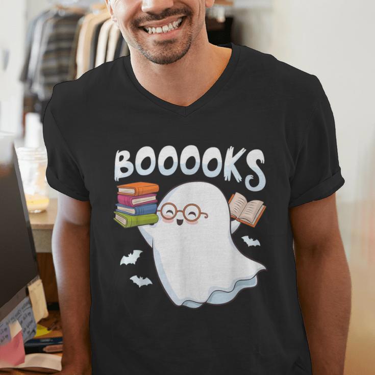 Books Halloween Librarian Teacher Reader Reading Book Lover Men's V-Neck T-Shirt, funny gift