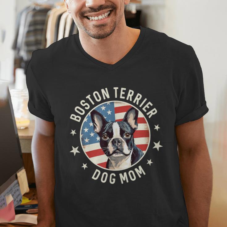 Boston Bull Terrier Women Boston Terrier Dog Mom Men's V-Neck T-Shirt, Boston Terrier Mom Shirts, funny gift