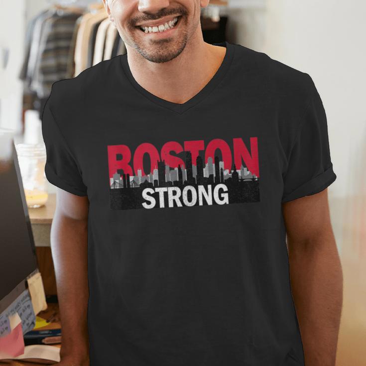 Boston Strong Logo Vintage Boston City Skyline Men's V-Neck T-Shirt, funny gift