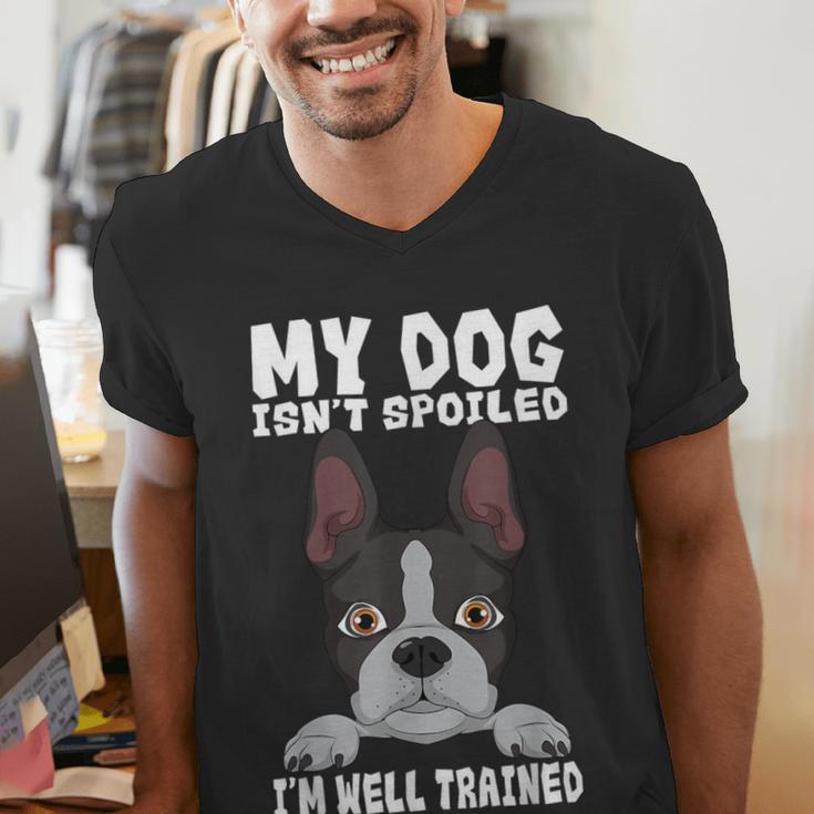 Boston Terrier American Gentleman Dog Lover I'm Well Trained Men's V-Neck T-Shirt, American Boston Terrier Shirts, funny gift