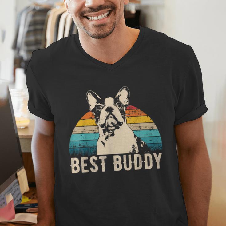 Boston Terrier Boston-Bulldog Men's V-Neck T-Shirt, funny gift