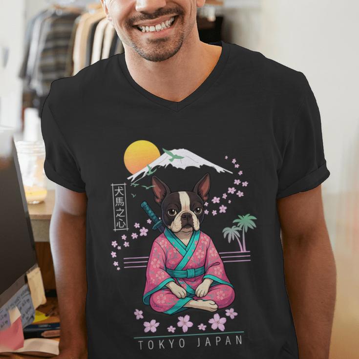 Boston Terrier Boston Bull Terrier Men's V-Neck T-Shirt, funny gift