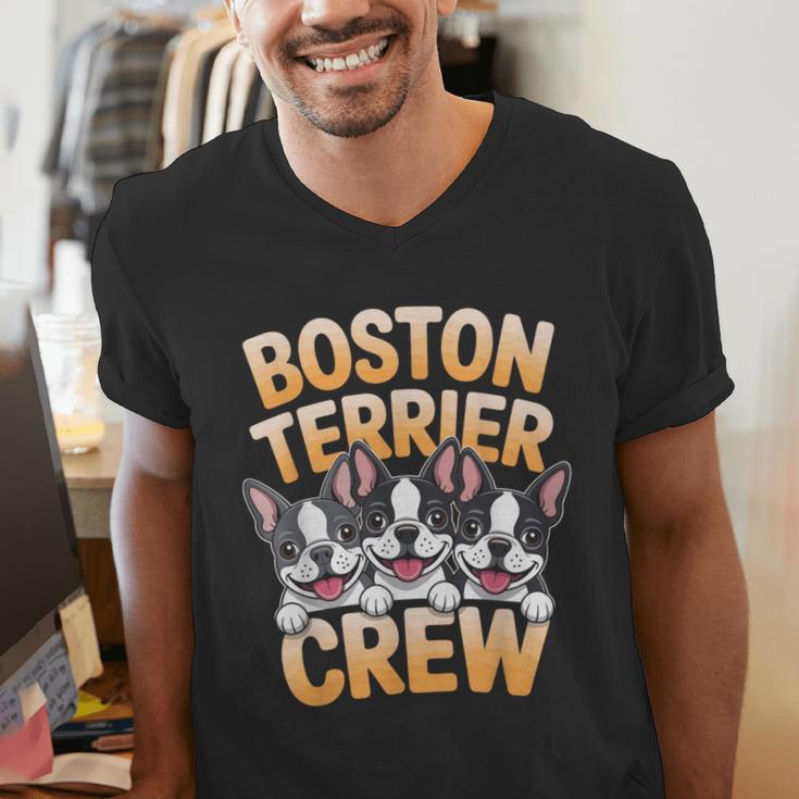 Boston Terrier Crew Cartoon For Dog Owner Pet Boston Terrier Men's V-Neck T-Shirt, funny gift
