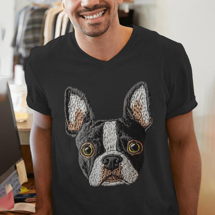 Boston Terrier Cute Puppy Face Dog Lover Pet Owner Men's V-Neck T-Shirt, funny gift