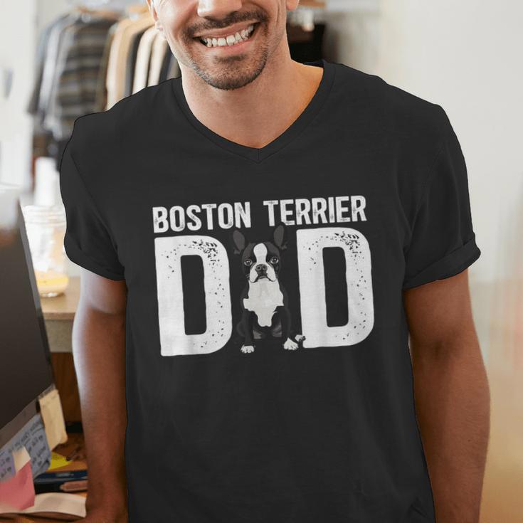 Boston Terrier Dad Of A Bostie Dad Bostie Father Men's V-Neck T-Shirt, Boston Terrier Dad Shirts, funny gift
