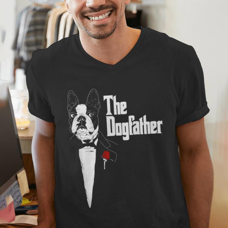 Boston Terrier Dad The DogFather Shirt Boston Terrier Men's V-Neck T-Shirt, Boston Terrier Dad Shirts, funny gift