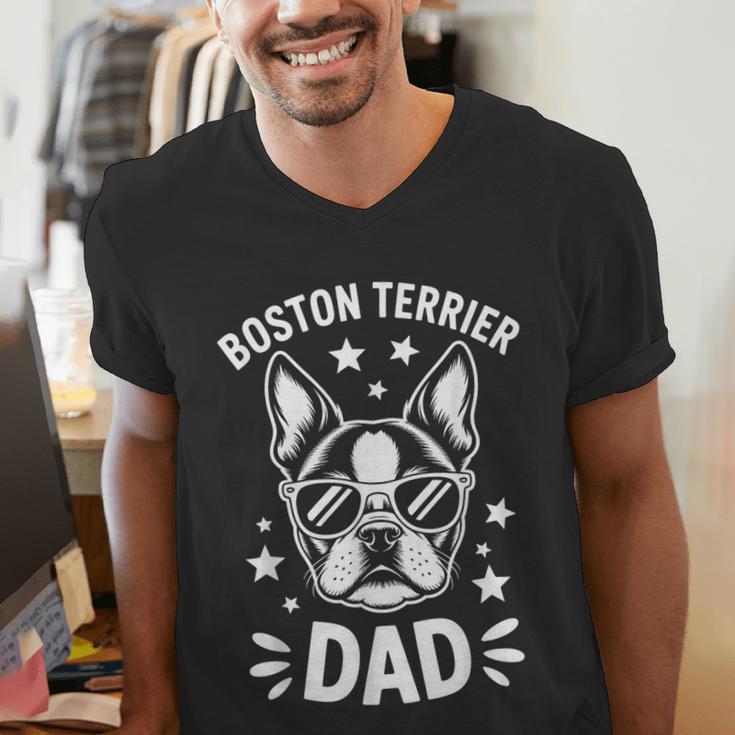 Boston Terrier Dad Boston Terrier Men's V-Neck T-Shirt, Boston Terrier Dad Shirts, funny gift