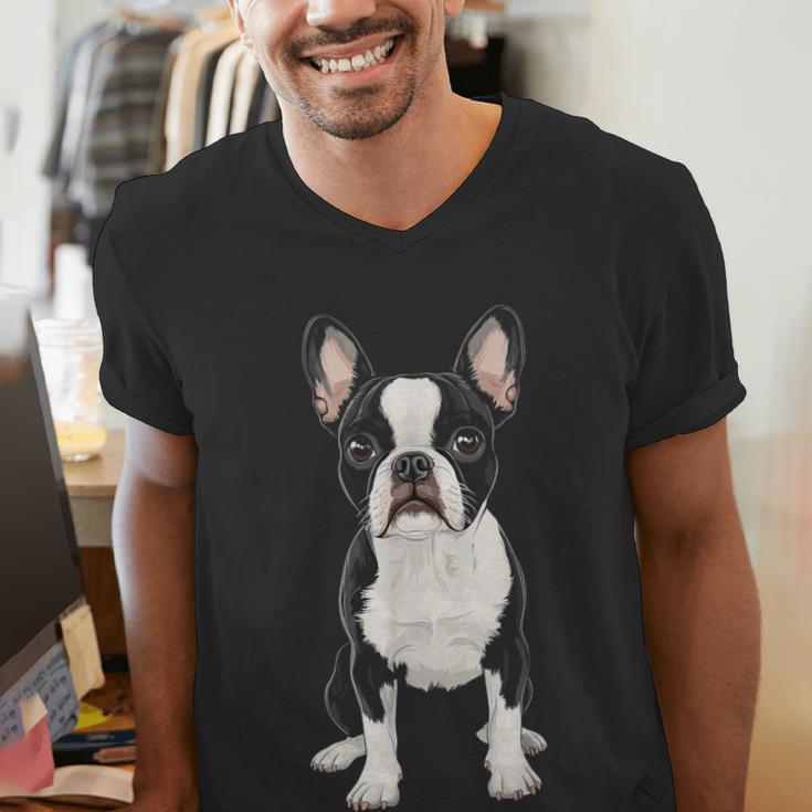 Boston Terrier Dog Motif Pet Art Boston Terrier For Men Women Kids Men's V-Neck T-Shirt, funny gift