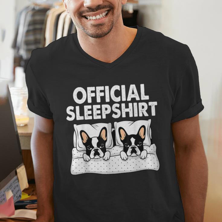 Boston Terrier Dog Official Sleep Pajamas Nightgown Men's V-Neck T-Shirt, funny gift