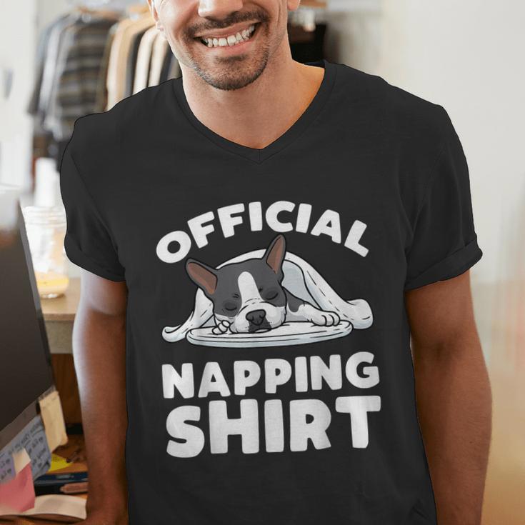 Boston Terrier Dog Official Sleeping Shirt Men Women Kids Men's V-Neck T-Shirt, funny gift