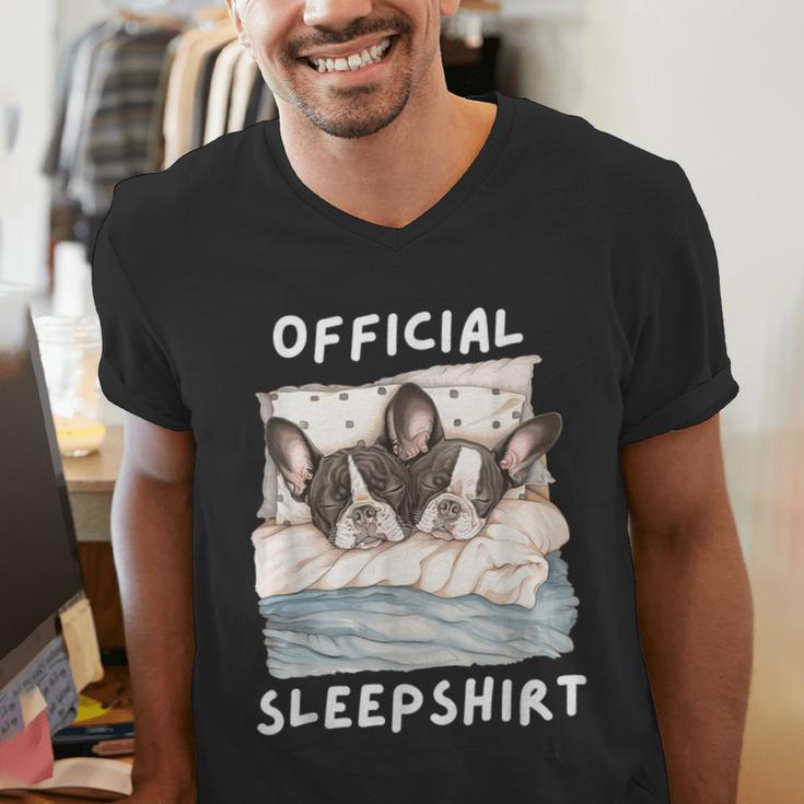 Boston Terrier Dog Official Sleepshirt Pajamas Nightgown Men Women Girls Kids Men's V-Neck T-Shirt, funny gift