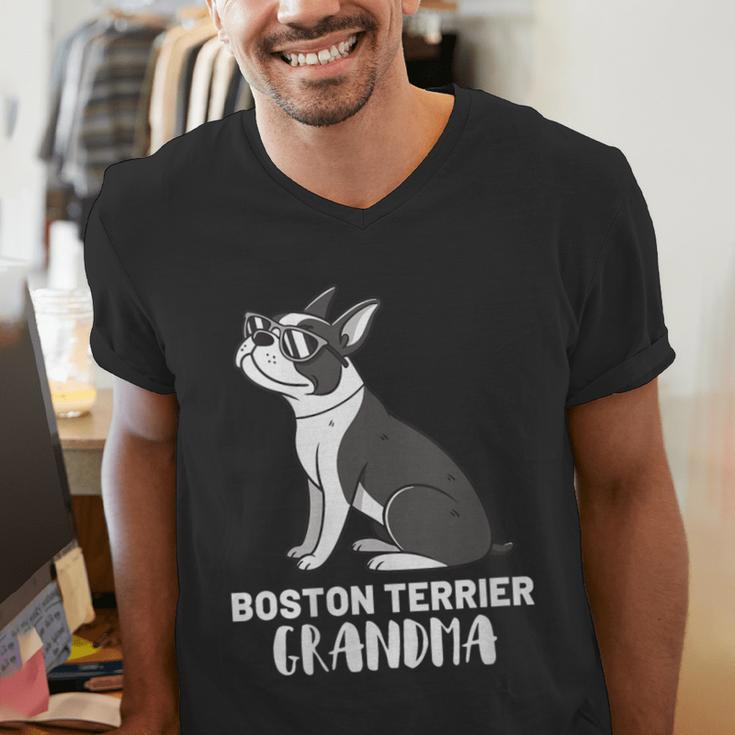Boston Terrier Dog Owner Grandma Men's V-Neck T-Shirt, funny gift