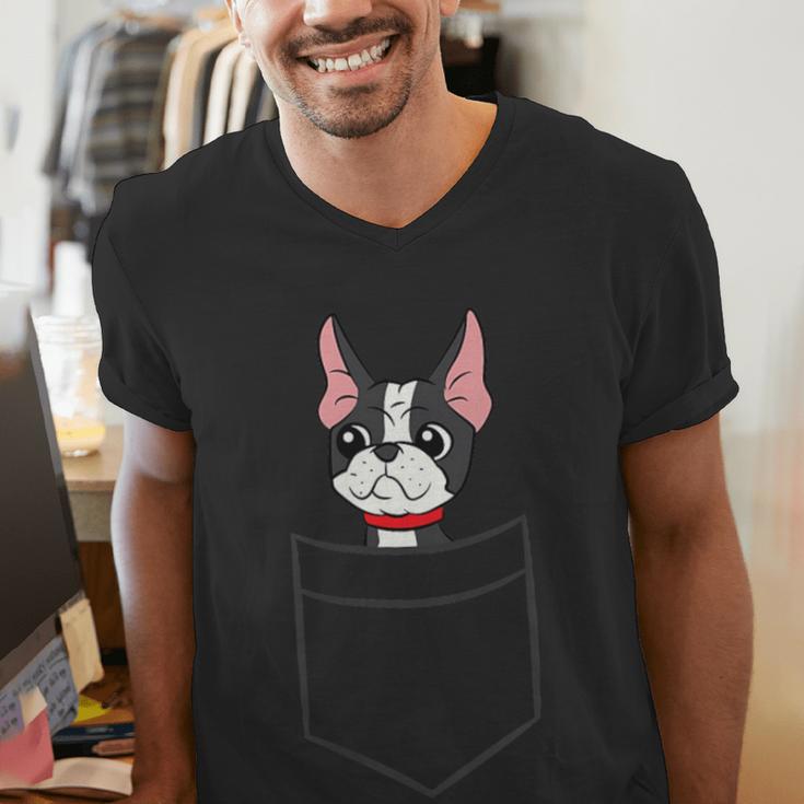 Boston Terrier Dog In The Pocket Boston Terrier For Men Women Girls Kids Men's V-Neck T-Shirt, funny gift