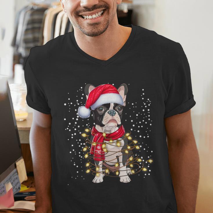 Boston Terrier Dog Ugly Christmas Dog Xmas For Men Women Kids Men's V-Neck T-Shirt, Boston Terrier Christmas Shirts, funny gift