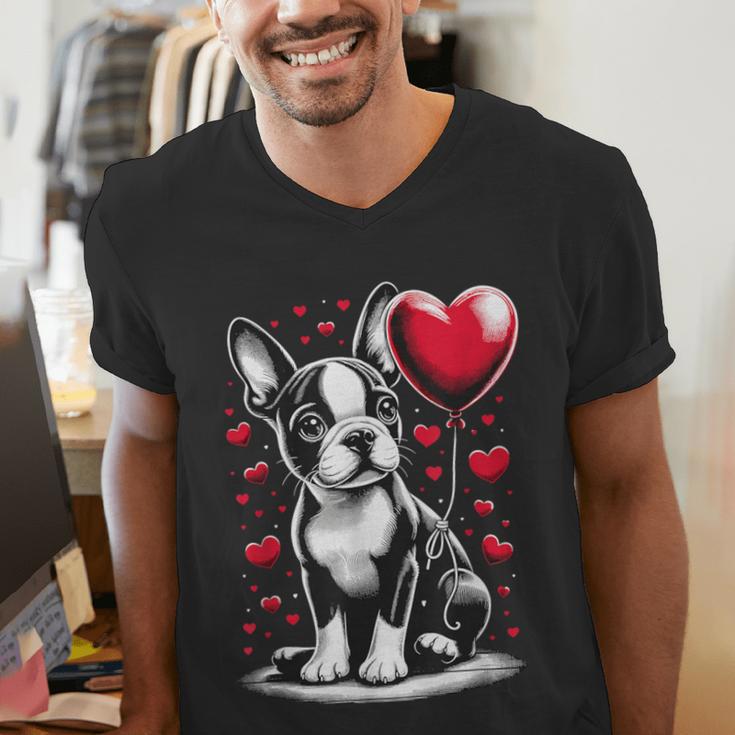 Boston Terrier Dog Valentine's Day Dog Owner Men's V-Neck T-Shirt, funny gift