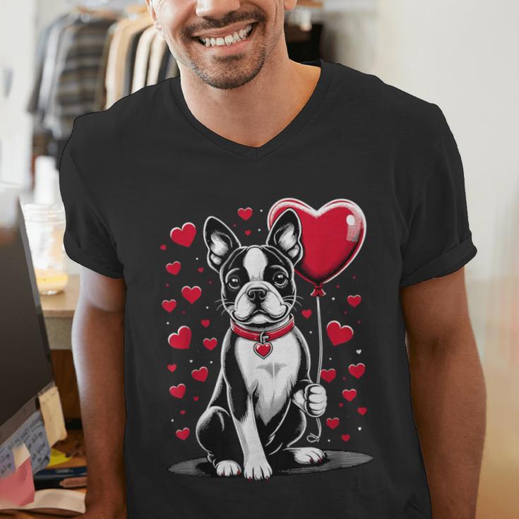 Boston Terrier Dog Valentine's Day Dog Owner Valentine Men's V-Neck T-Shirt, funny gift