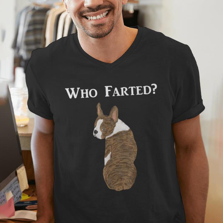 Boston Terrier Who Farted Men's V-Neck T-Shirt, funny gift