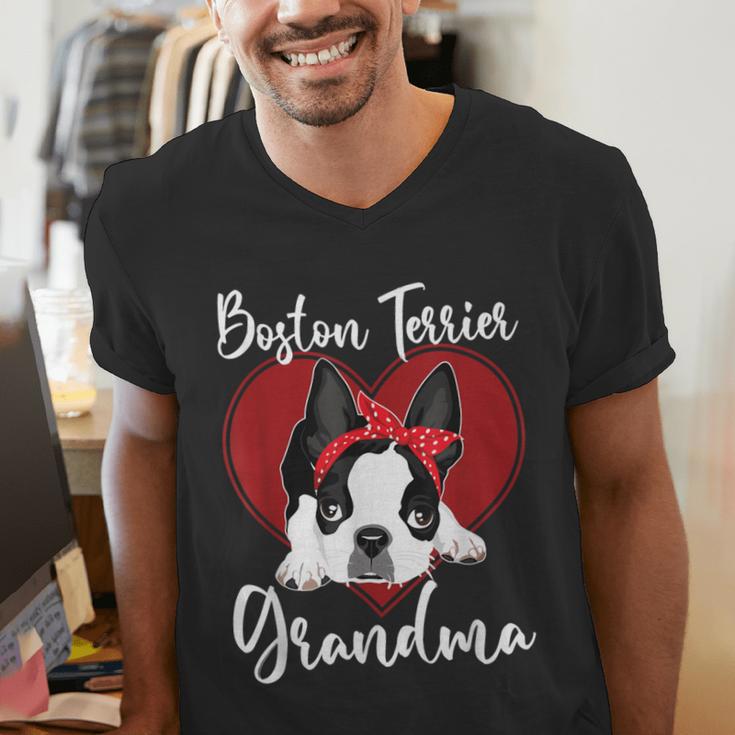 Boston Terrier Grandma Dog Owner Boston Terrier For Men Women Men's V-Neck T-Shirt, funny gift