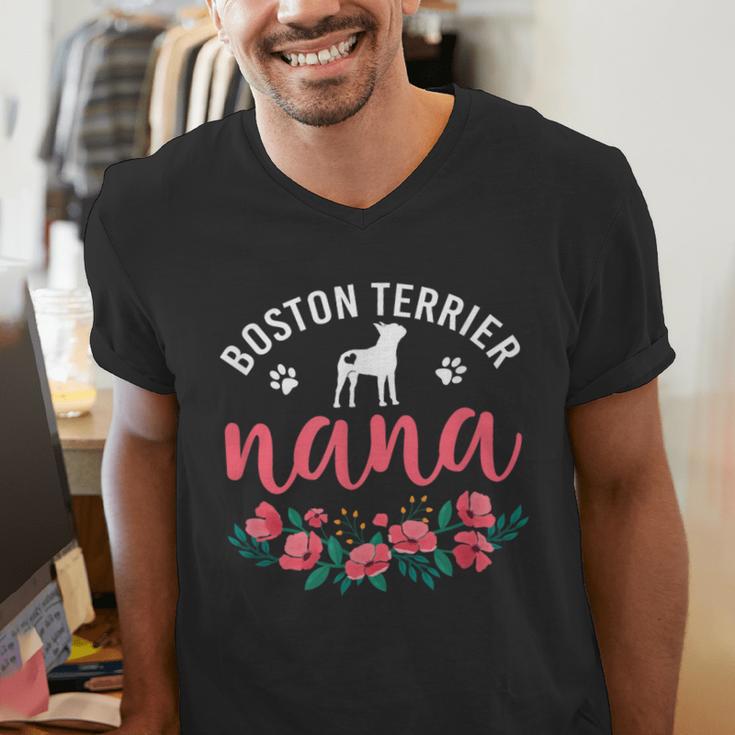 Boston Terrier Grandma Nana Dog Lover Christmas Men's V-Neck T-Shirt, Boston Terrier Christmas Shirts, funny gift