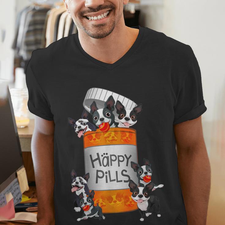 Boston Terrier Happy Pills T-Shirt Men's V-Neck T-Shirt, funny gift